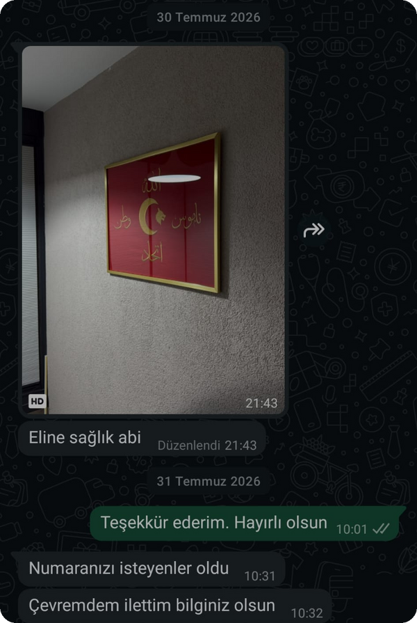 Özel sipariş müşterimiz